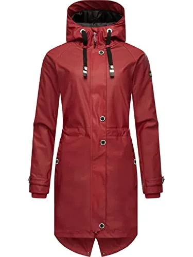Navahoo Damen Übergangsjacke Rainy Flower Blood Red, Gr. XL - Funktionsjacke für Damen, wasserdicht und warm gefüttert, ideal für nasskaltes Wetter mit coolem Kapuzen-Design und individuellem Kordelzug für perfekten Sitz.