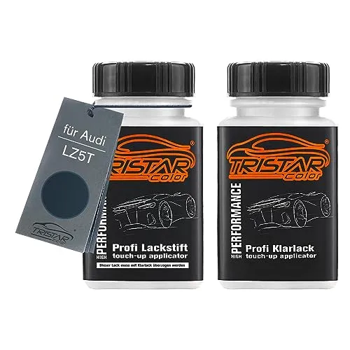 TRISTARcolor Autolack Lackstift Set für Audi LZ5T Europablau Perl/Blue Perl Basislack Klarlack je 50ml