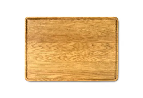 SOHFA Schneidebrett massives Brett - 43x30x3cm - mit Saftrille, Eichenholz, (hergestellt in Europa), 100% FSC Schneidebrett