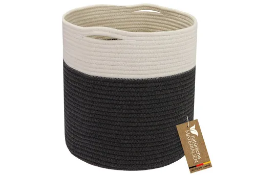 HMF Aufbewahrungskorb Aufbewahrungskorb mit versteckten Griffen, runder Korb passend für Kallax, 31 x 31 cm, Weiß-Grau