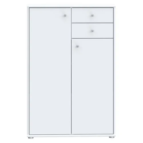 Xxxl Kommode in Weiß – Stilvolle Aufbewahrungslösung - Elegante Kommode aus Holzwerkstoff mit 2 Fächern und 2 Schubladen, perfekt für Wohnzimmer oder Homeoffice. Bietet viel Stauraum und individuelle Anpassungsmöglichkeiten durch verstellbare Einlegeböden.