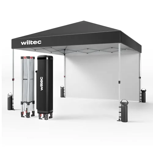 Wiltec Faltpavillon 3 x 3 m grau mit Rädern in grau von Wiltec