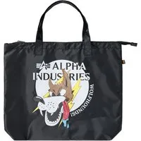 Alpha Industries Wolfhounds Zip Shopper - praktische Einkaufstasche in Black, mit großem Druck und sicherem Reißverschluss