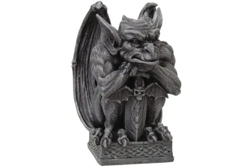 Gargoyle Figur stützt Sich auf Schwert - Fantasy Statue
