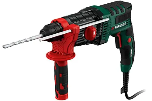Parkside Bohrhammer Meißelhammer PBH 800 A1 - Leistungsstarker Bohrhammer mit 800 W und pneumatischem Hammerwerk für effektives Bohren und Meißeln in Beton, Holz und Metall. Inklusive praktischem Tragekoffer und umfangreichem Zubehör.