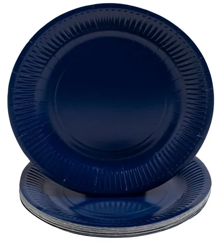 Pronappe 79212I - Marineblaue runde Pappteller, 23 cm - Party-Deko: 20 stabile, runde Pappteller aus recycelbarem Karton, ideal für jedes Fest, mit Fettbarriere für trockene und fettige Speisen.