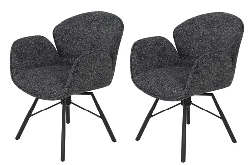 HELA 4-Fußstuhl BRISTOL - Drehbarer Esszimmerstuhl mit Armlehnen - Stühle mit 360° Drehfunktion und gepolstertem Bouclébezug, ideal für stilvolle Essbereiche. Set mit 2 Stühlen, pflegeleicht und robust.