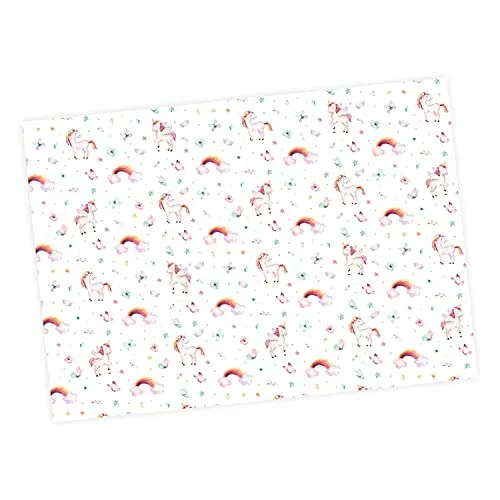 Bögen Geschenkpapier Einhorn pastell Aquarell - 1,60€/qm- 84,1 x 59,4 cm süße Geschenkverpackung für Kinder Regenbogen Schmetterlinge Geburtstag 5
