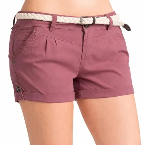 Sublevel Damen Shorts kurz Sommer – leichte Freizeithose Basic Hotpants bequem Casual Kurze Stoffhose Damen Urlaub Strand – Dark Vintage Rose M
