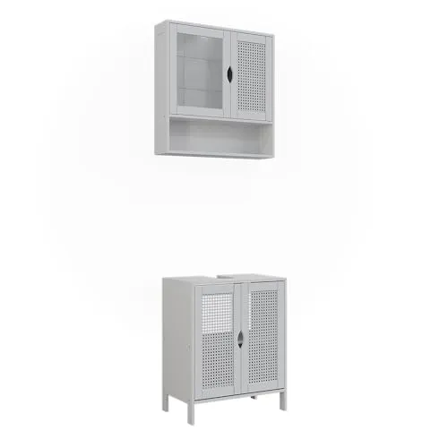 Vicco Badmöbel-Set Liora, Weiß, 48 cm - Elegantes Badmöbel-Set bestehend aus Waschbeckenunterschrank und Spiegel, ideal für mehr Ordnung und stilvolle Aufbewahrung im Badezimmer. Pflegeleicht und langlebig dank hochwertiger Materialien.
