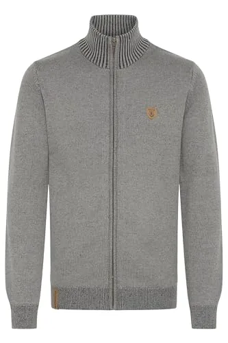 Indicode IDAndy Cardigan - Strickjacke mit Stehkragen in Grey Mix - Casual Cardigan mit Stehkragen aus hochwertigem Grobstrick, ideal für komfortable Looks. Perfekt für jede Jahreszeit!