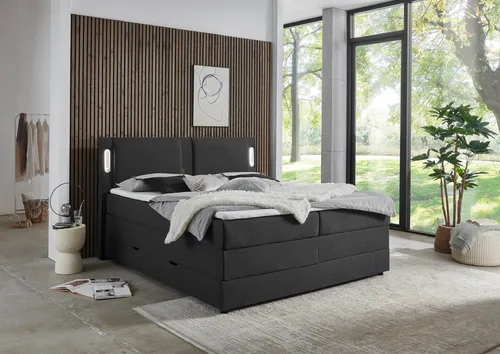 INOSIGN Boxbett Elverta mit Bettkasten und LED-Beleuchtung, Breite 180x200cm