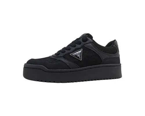 Guess Miram10 Damen Sneaker in Schwarz - Stylische Guess Miram10 Sneaker für Damen, mit flachem Absatz und schnürbarem Design. Ideal für den Alltag, mit hochwertigem Obermaterial aus Synthetik und bequemer Textil-Innensohle.