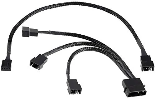 POPPSTAR Lüfter Kabel Set 12V (15cm 2-Pin Y-Kabel 1x Molex Stecker auf 3x Stecker) + 30cm 4-Pin PWM Verlängerungskabel, zum Anschluss von Gehäuselüftern an ein Netzteil