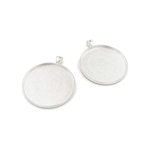 Vintageparts DIY Fassungen in antik silberfarben für 40 mm Cabochons 2 Stück