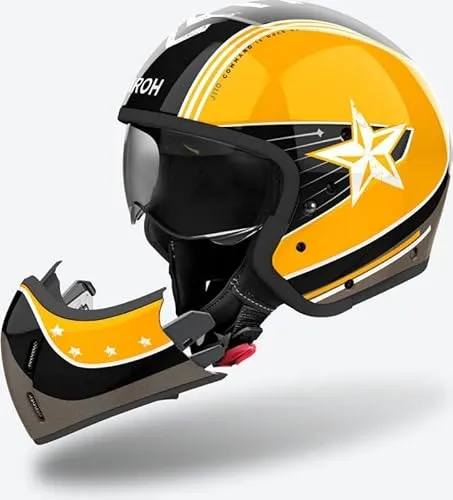 AIROH J 110 COMMAND YELLOW GLOSS L - Motorradhelm mit COMPOSITE CARBON, ECE 2206 zertifiziert für höchste Sicherheit und optimalen Tragekomfort.