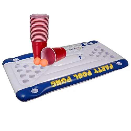 Out of the Blue 91/4025 - Luftmatratze, Pool Pong Game, ca. 152 x 76 x 15 cm, inklusive 20 Kunststoffbechern und 2 Ping - Pong Bällen, im Geschenkkarton