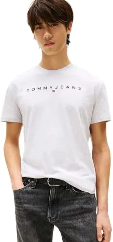 Tommy Jeans TJM Reg Linear Logo Tee EXT Kurzarm-T-Shirt, Herren, Grau (Silver Grey), XXL