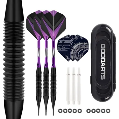 HRLORK Professionelles Dartpfeil-Set 3 Stück Dartpfeile Mit Kunststoffspitze Darts Aluminium-Schäfte mit 3 Ersatzschäften Violett