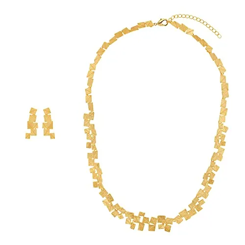 Heideman Set Partis Halskette und Ohrstecker aus Edelstahl gold farbend matt Kette und Ohrringe für Frauen vergoldet