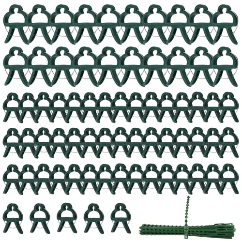 Stück Pflanzenhalter für Kletterpflanzen,Wiederverwendbare Pflanzenklammern 2 Größen,Pflanzenclips mit 30 Pflanze Twist Locks,pflanzenclips grün für Unterstützen und Halten Blume Rebe Gemüse 100