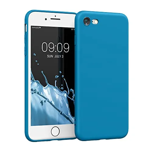 kwmobile Handyhülle für Apple iPhone SE (2022) / SE (2020) / 8/7 Hülle - weiches Handy Silikon Case - Schutzhülle Cover - Karibikblau