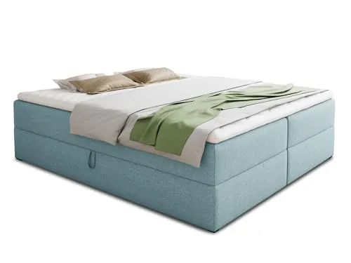 Boxspringbett Base mit 2 Bettkästen - Hochwertiges Doppelbett mit Bonell-Matratze - Betten: Freistehendes Boxspringbett mit zwei praktischen Bettkästen und inklusive hochelastischem Topper für optimalen Schlafkomfort.