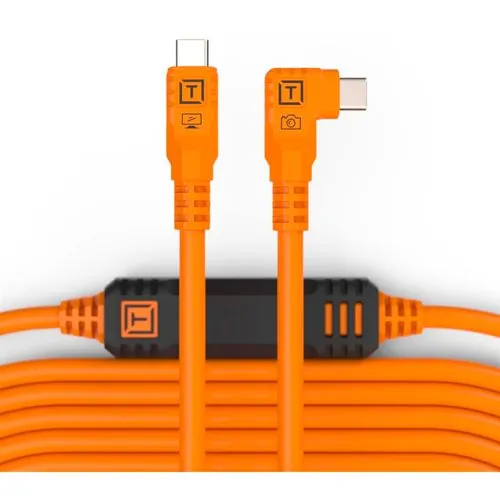 Tether Tools TetherPro USB-C auf USB-C rechter Winkel 9,4m - Studiozubehör für Tethering, in leuchtendem Orange für hohe Sichtbarkeit und einfache Handhabung bei Fotoshootings.