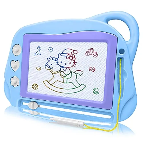 AiTuiTui Magnetisches Zeichen-Doodle Board für Kinder, Reisegröße, Buntes Schreibtablett, Mini-Radierbar, Skizzenblock, Lernspielzeug für Kleinkinder 3 4 5, Blau