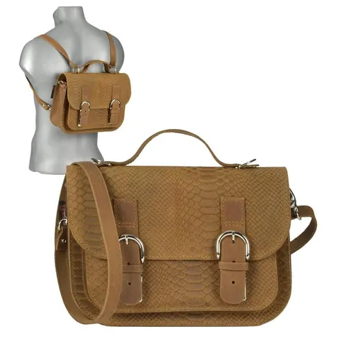OWN STUFF Umhängetasche Leder Satchel Handtasche Schultertasche braun