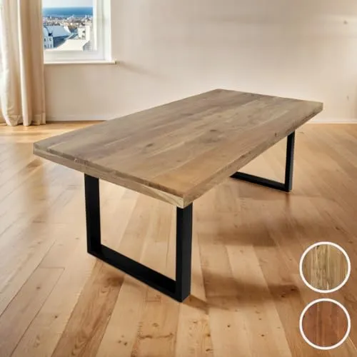 Esstisch Rio 280 x 100 cm - Massivholz Akazie mit U-Gestell - Eleganter Esstisch Rio aus massivem Akazienholz, 280x100cm, mit robustem U-Gestell in Schwarz. Ideal für ein gemütliches Esszimmer und einzigartig durch die edle Maserung.