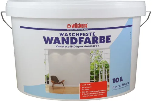 Wilckens Farben Wandfarbe waschfest Weiß 10 L - Farben für Innenräume, waschfeste Qualität für langlebige Ergebnisse und einfache Reinigung. Ideal für Familienhaushalte.