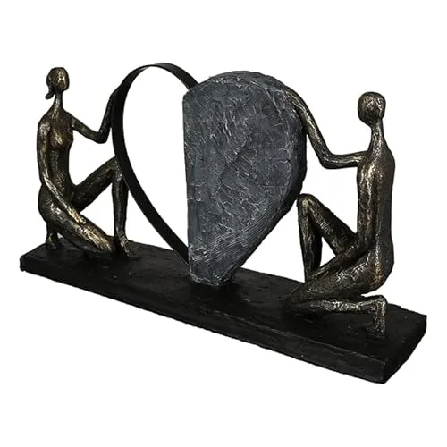 GILDE Deko Skulptur Affair of The Heart - modernes Design - Statuen mit bronzefarbener Skulptur und Herz, ideal als Geschenk für besondere Anlässe wie Hochzeit, Geburtstag oder Jubiläum.