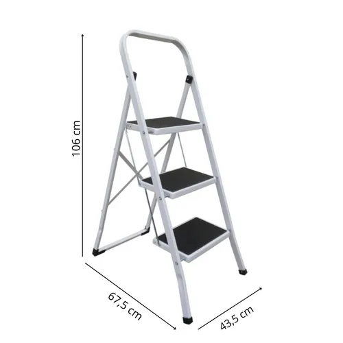 Klapptritt 3 stufig Anti-Rutsch 150kg Haushaltsleiter Metall Trittleiter Leiter