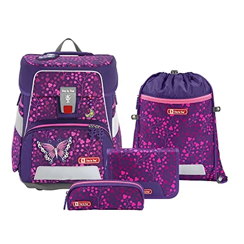 Step by Step Schulranzen-Set SHINE Butterfly Night 5teilig