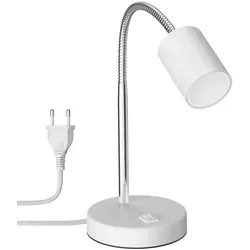 Tischleuchte WAIKA mit Schwanenhals und 3-Stufen Dimmer in weiß von LEDs Com
