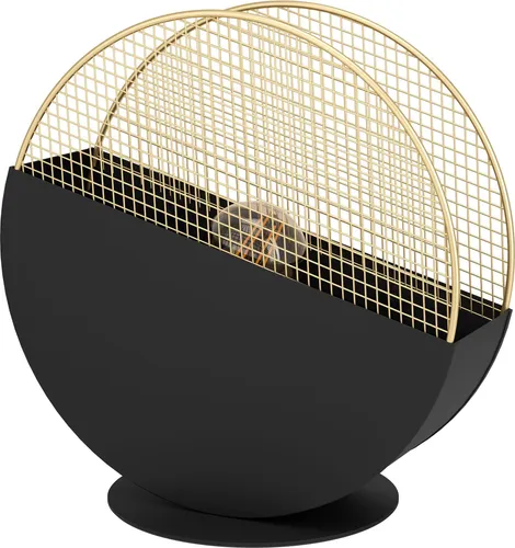 EGLO Tischlampe Mumbles – Runde Nachttischlampe in Schwarz und Gold - Stylische Tischlampe aus Metall mit einzigartigem Gitterdesign, ideal für moderne Räume. Schafft faszinierende Lichtspiele und ist bequem über einen Kabelschalter ein- und auszuschalten.