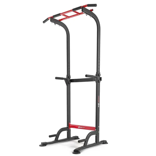 Hop-Sport Power Tower HS-2012K - Vielseitige Dip-Station für Zuhause, ideal für Calisthenics und Krafttraining mit einer maximalen Belastbarkeit von 150 kg und einstellbarer Klimmzugstange.