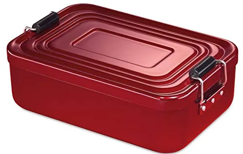 Küchenprofi Lunchbox groß Aluminium rot 23x15x7cm - Kühlbox für unterwegs, aus leichtem Aluminium, ideal für Picknicks und das Büro. Hält Ihre Speisen frisch und ist leicht zu reinigen.
