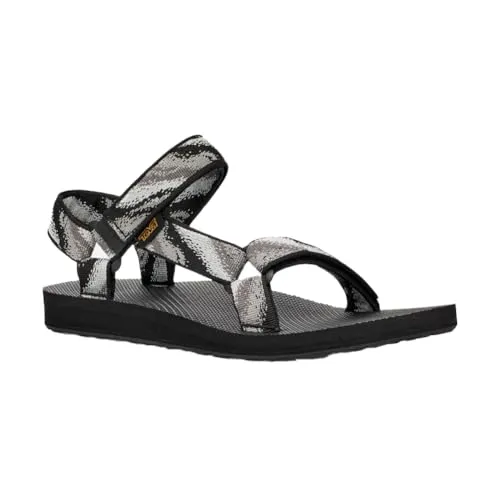 Teva Damen Original Universal Sandale - Magic Black/Grey, 39 EU - Wanderschuhe mit schnell trocknendem, recyceltem Gurtband und verstellbarem Riemen für perfekten Sitz. Ideal für Festivals, Wasseraktivitäten und den ganzen Tag.