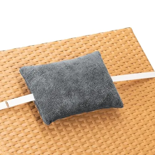 JEMIDI Nackenkissen Kopfkissen für Sonnenliege und Gartenstuhl 20x30cm - Frottee Nackenstütze Kopfstütze mit verstellbarem Gurt und Bezug abnehmbar