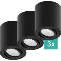 Oktaplex 3 Stück Aufbaustrahler Lile M Schwarz - Deckenspots mit schwenkbaren LED Modulen, energieeffizient und ideal für individuelle Beleuchtung in Wohnräumen. Inkl. 3 austauschbare 4,8W LED Module für warmweißes Licht.