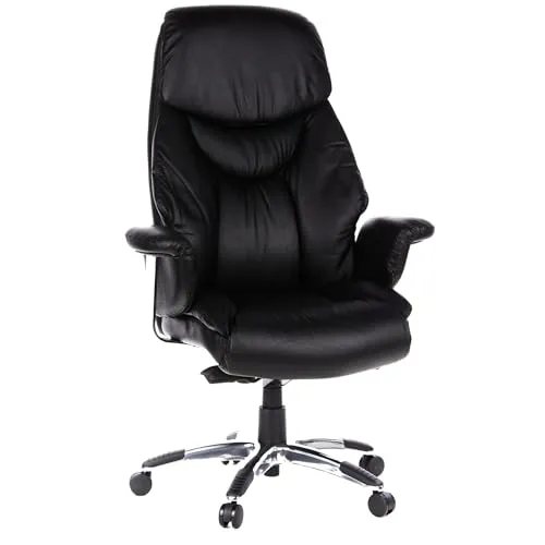 hjh OFFICE 608210 XXL Chefsessel Prado Kunstleder Schwarz - Bequemer Bürosessel mit dicker Polsterung und hoher Rückenlehne für maximalen Sitzkomfort. Ideal für lange Arbeitsstunden im Home Office oder Büro.
