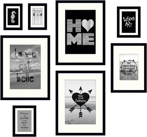 Bilderrahmen - Fotorahmen -  Holz MDF und Gals - 8-er-Set - Eurographics
