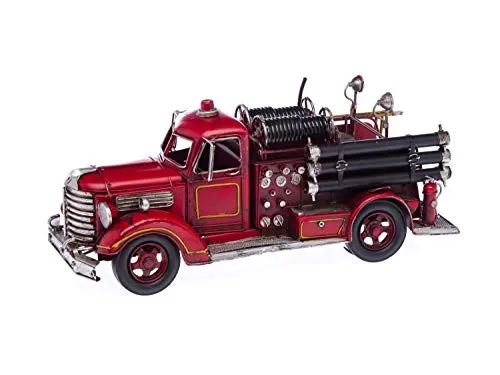 Aubaho Dekoobjekt Feuerwehrauto Modellfahrzeug - Antikes Blechmodell im Feuerwehrauto-Design, handgefertigt und ideal für Sammler ab 14 Jahren. Ein dekorativer Blickfang für jedes Zuhause.