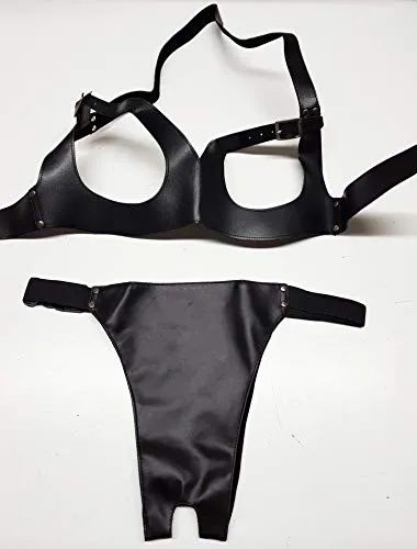 Joyce Jones Leder BH busenfrei und Slip ouvert, S-L