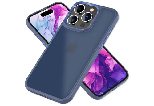 Nalia Smartphone-Hülle Apple iPhone 15 Pro Max, Hybrid Hülle / Semi-Transparent / Matt / Metallic Akzent / Anti-Schock
