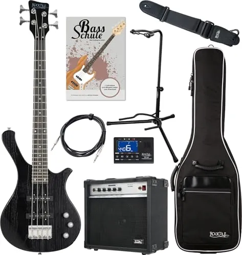 Rocktile TB-4 MBK Traveler E-Bass - Kompakter 4-saitiger E-Bass im Reiseformat - E-BASS: Ideal für unterwegs mit 2 Single Coil-Tonabnehmern, inklusive Amp, Gigbag und Zubehör. Perfekt für Anfänger und Musikliebhaber!