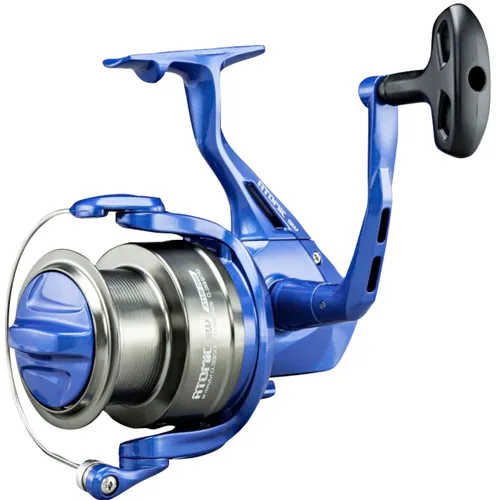 Okuma Atomic SW 7000 Spinning - Leistungsstarke Salzwasser-Spinnrolle - Angelrolle für Salzwasserangeln, ideal für starke Fische wie Heilbutt und Kabeljau, mit max. Widerstand von 15 kg und schnellem Schnureinzug von 103 cm pro Umdrehung.