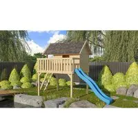 Produktbild Karibu Stelzenhaus Fidel Set mit 3 m Wellenrutsche Blau